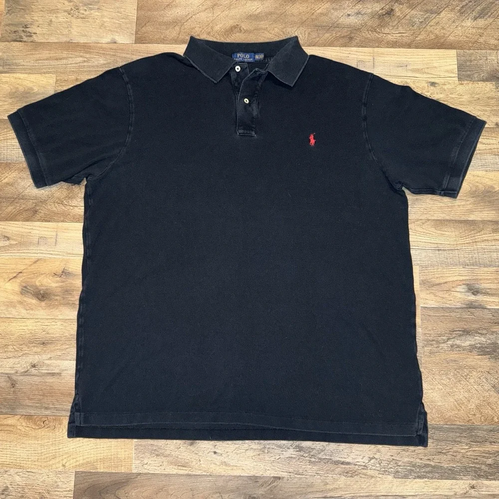 Polo Ralph Lauren Shirt Mens 2XLT Black Red Pony Preppy